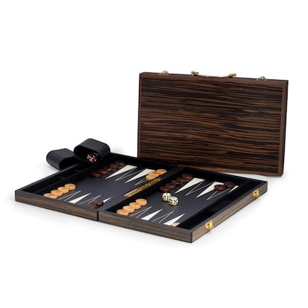 Bey Berk International Bey-Berk International G547 Backgammon Set with Wenge Finished Wood Exterior Black & White Interior; Birch & Black G547